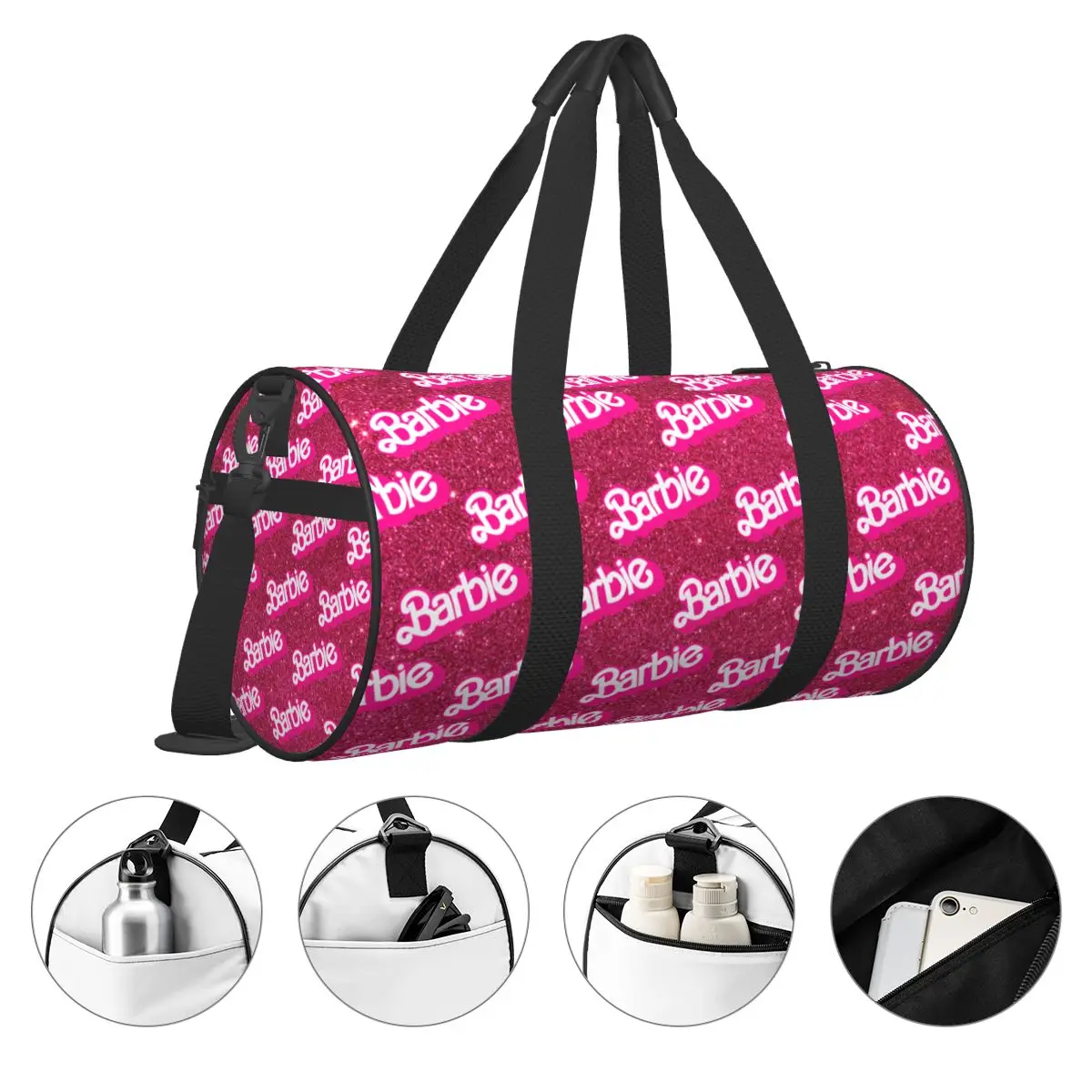 Sacs de sport durables pour femmes Barbie, sac de sport rose, sac à dos imperméable, yoga, fitness, sports de plein air, voyage de nuit