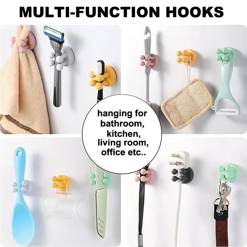 Self-adhesive Silicone Toothbrush Holder Bathroom Hooks Towel Key Rack Cabel Plug Holder Hangers For Kitchen Office Organizer