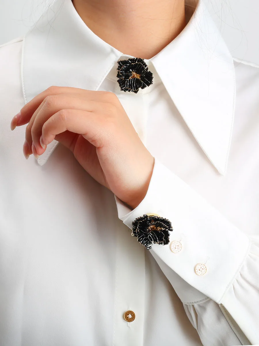 

2pcs Button Covers for Blouses Beaded Button No Sewing Cufflink Retro Metal Sleeve Button Clothing Accessory Dress Accessories