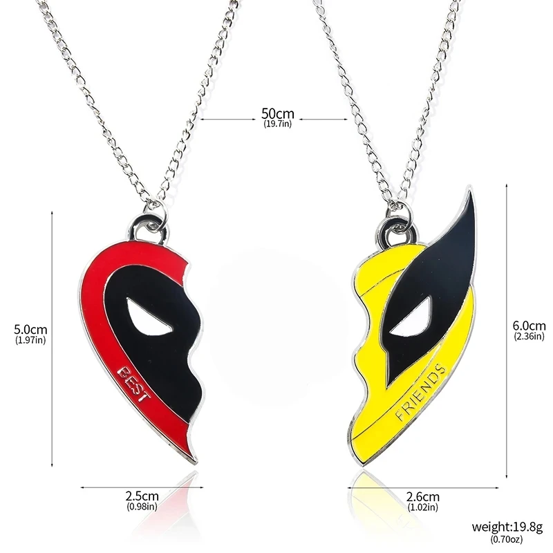 Deadpool Wolverine Necklace or Keychain Best Friends Pendant Superhero Alloy Friends Jewelry Couples Deadpool Necklace Keychain