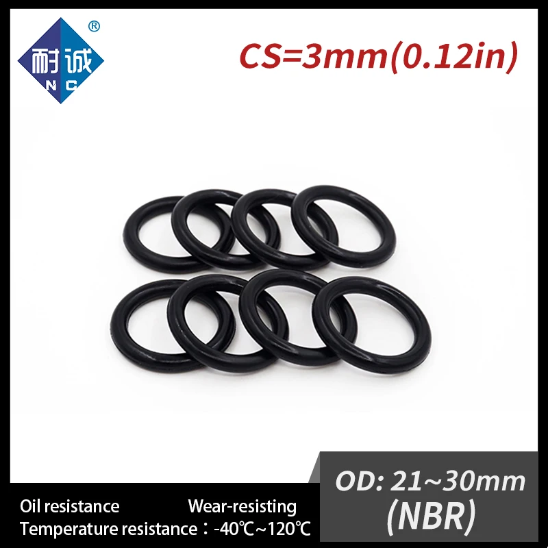 20 PCS / Lot Nitrile Rubber Black NBR 70A O-ring Thickness CS 3mm OD 21/22/23/24/25/26/27/28/29/30*3mm O Ring Gasket Oil