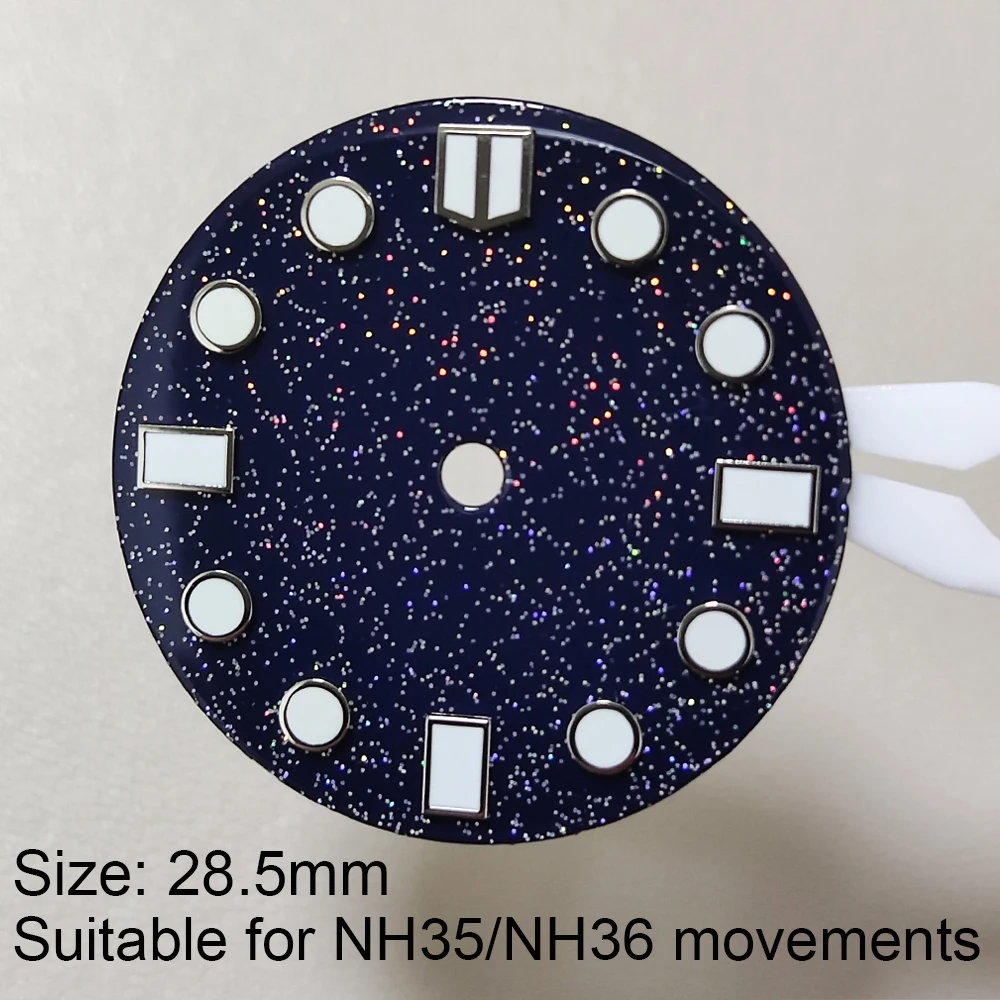 Starry Sky Dial 28.5 MM Dial Customized Logo Suitable For NH35/ NH36 Movement Modification Sterile Dial No calendar window