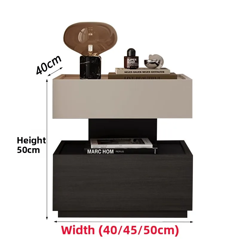 

Italian walnut bedside table, bedroom suspended light luxury bedside storage cabinet