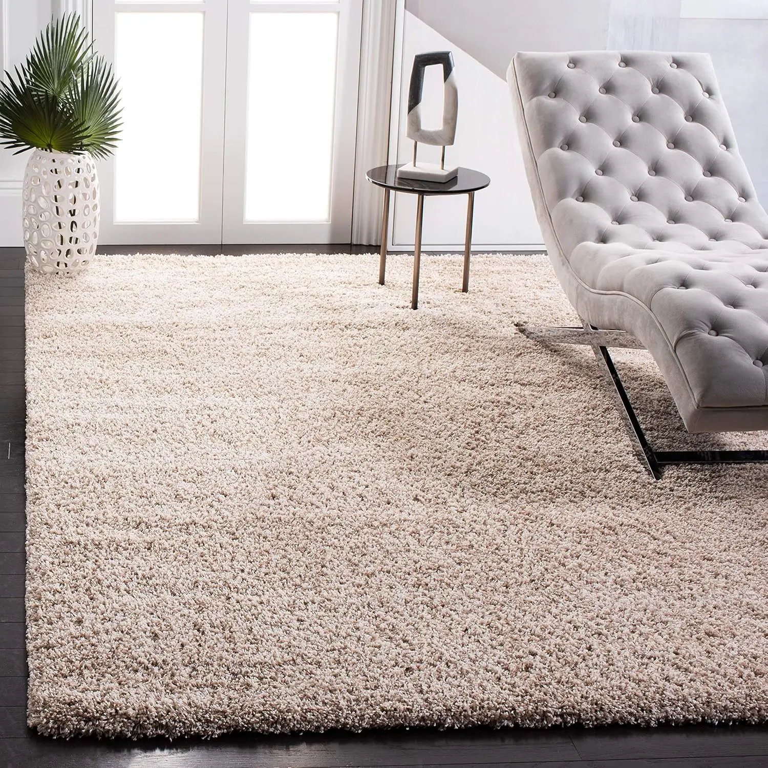 Area Rug Beige Non Shedding and Easy Care 2 inch Thick Ideal for High Traffic Areas in Living Room Bedroom Avoid Direct sunlight