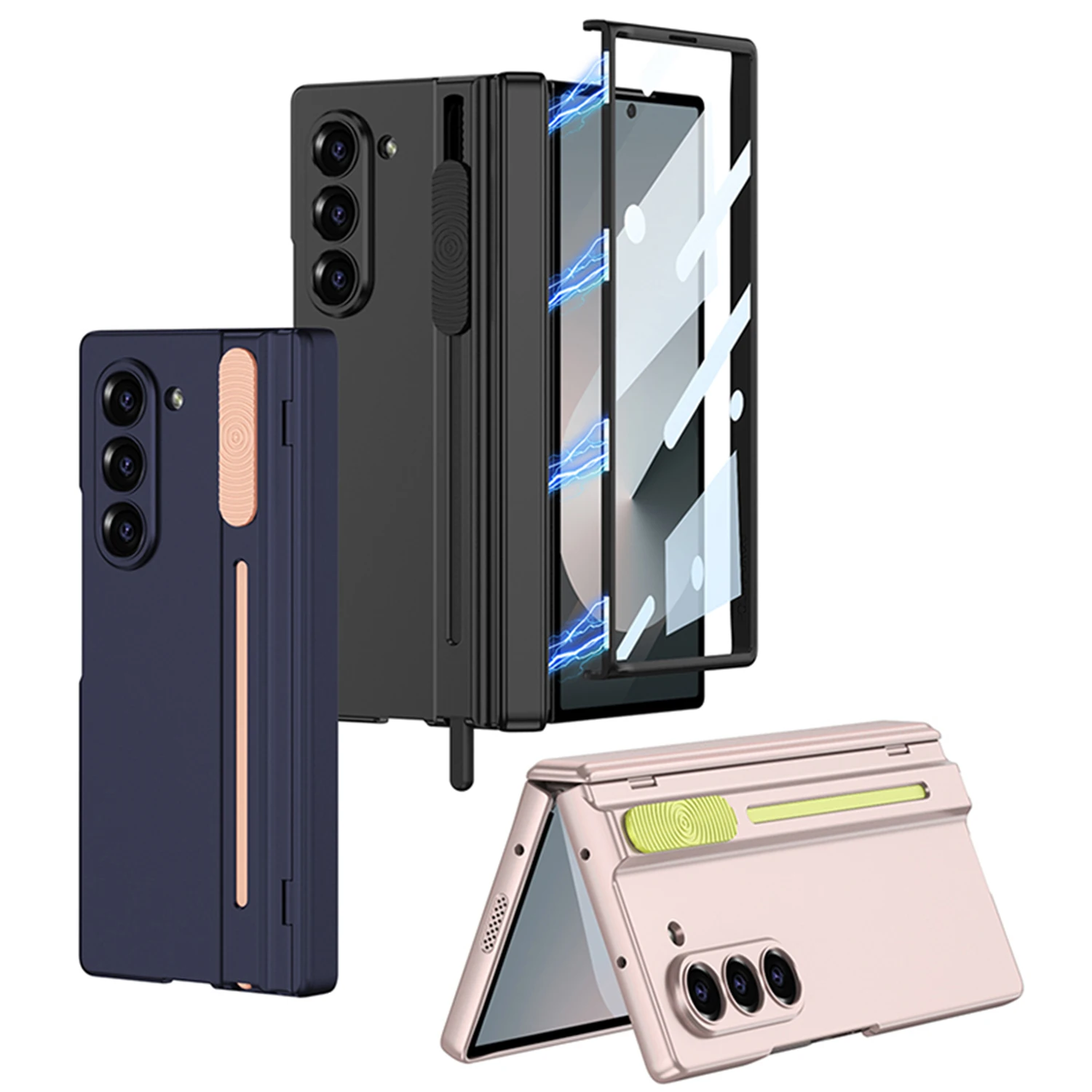 New For Samsung Galaxy Z Fold6 Phone Case All-In-One Magnetic Hinge Push Pen Slot Original Color Matching Handle Drop-Proof Case