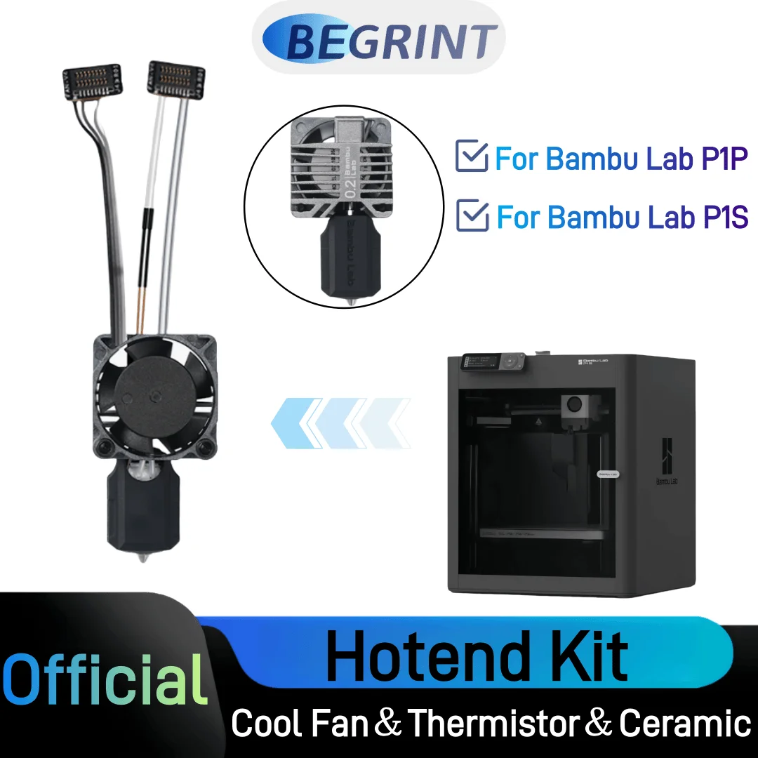 

3D-принтер Bambu Lab P1 Hotend 0,2 мм, нержавеющая сталь 0,4 мм, 0,6 мм, 0,8 мм, сопло из закаленной стали, металлическое сопло hotend, охлаждающий вентилятор для P1P P1S