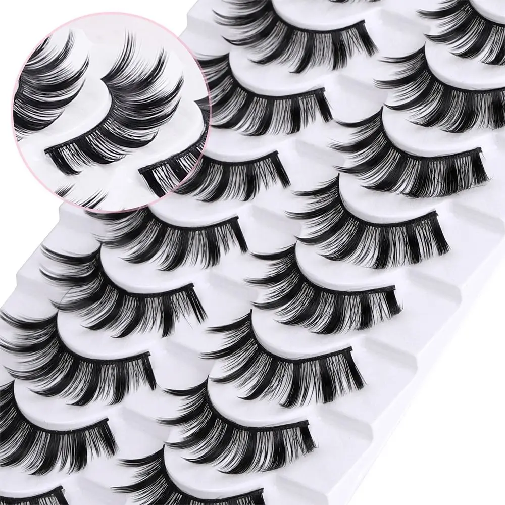 10 ペアナチュラルルックつけまつげボリュームうっすらマンガまつげ 3D 偽まつげ