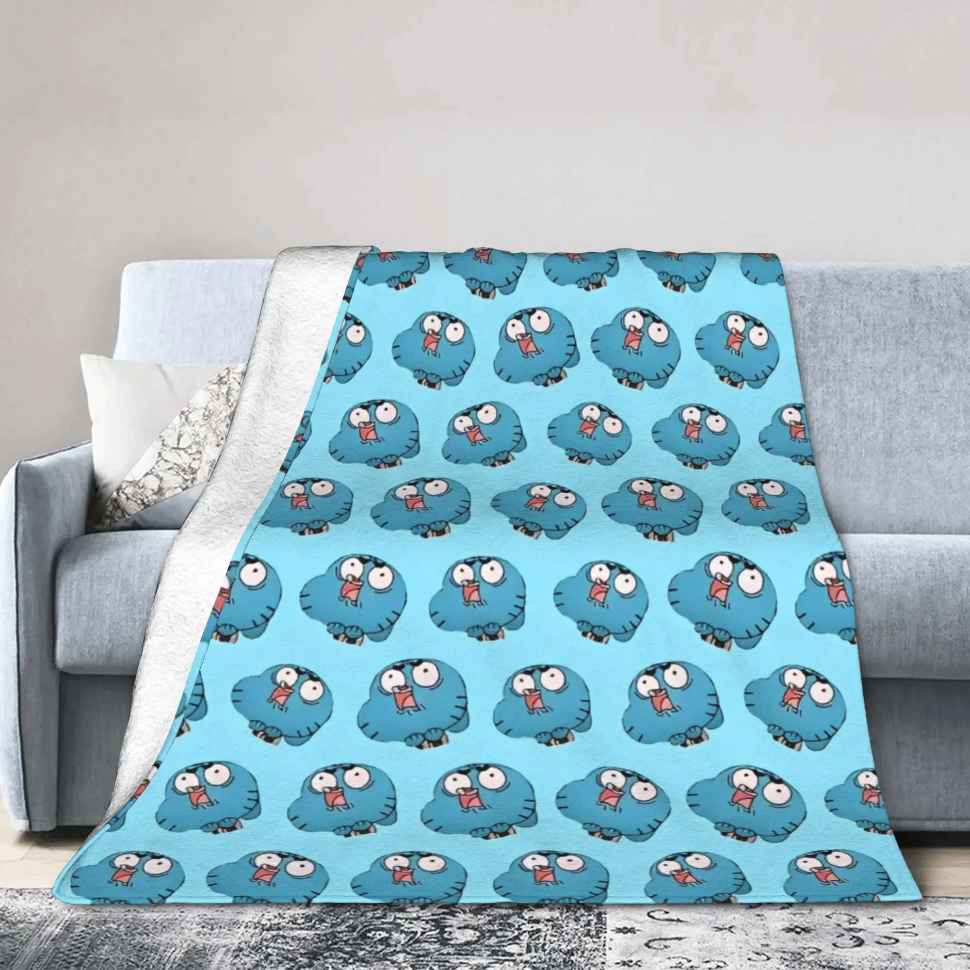 Gumballs Face Cartoon  Blankets Flannel  Lightweight Throw Blankets for Bed Bed Rug