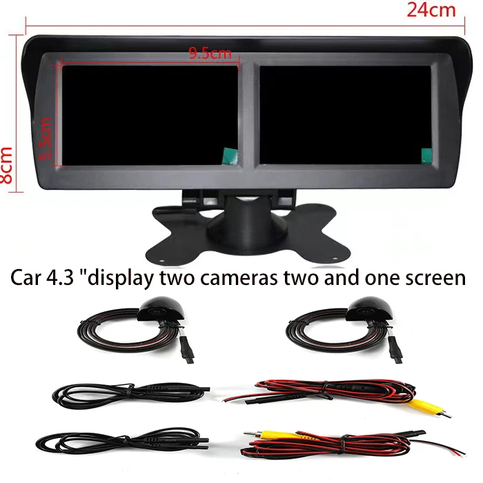 

Car 4.3-inch two-in-one screen Blind Zone camera Monitoring screen Car reversing camera Parking system Vehicle dual cameras