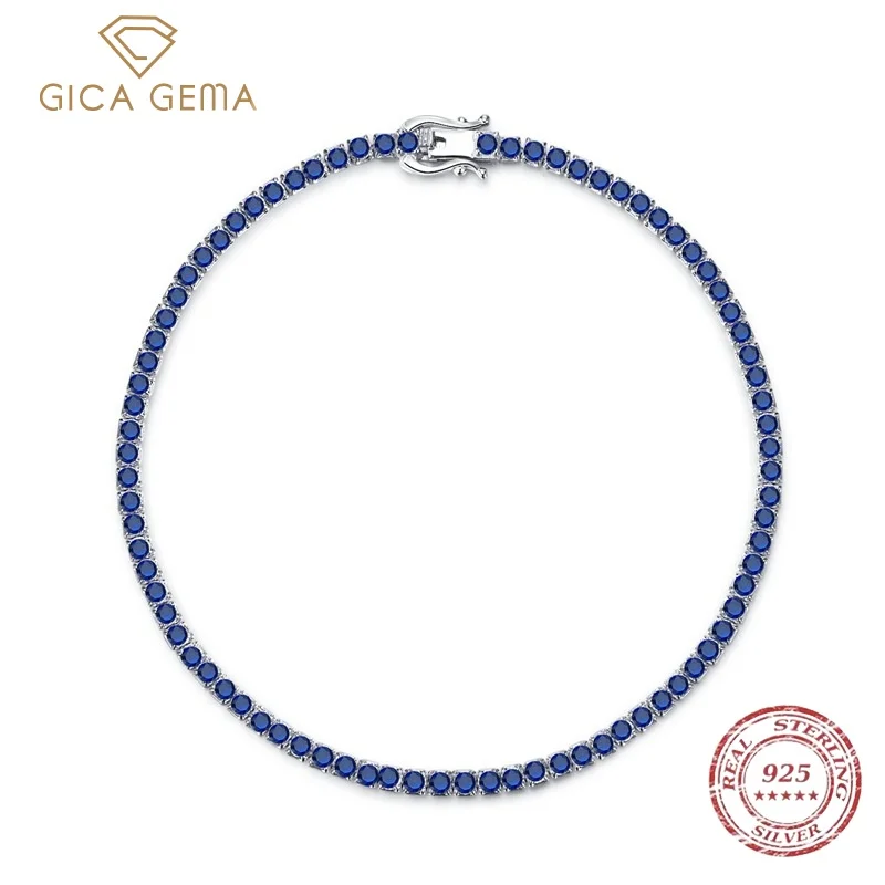 

Gica Gema New Fashion Hip Hop Muiltcolor Tennis Chain S925 Sterling SilverWith Zirconia 2/3mm Men And Women Necklace For Gift