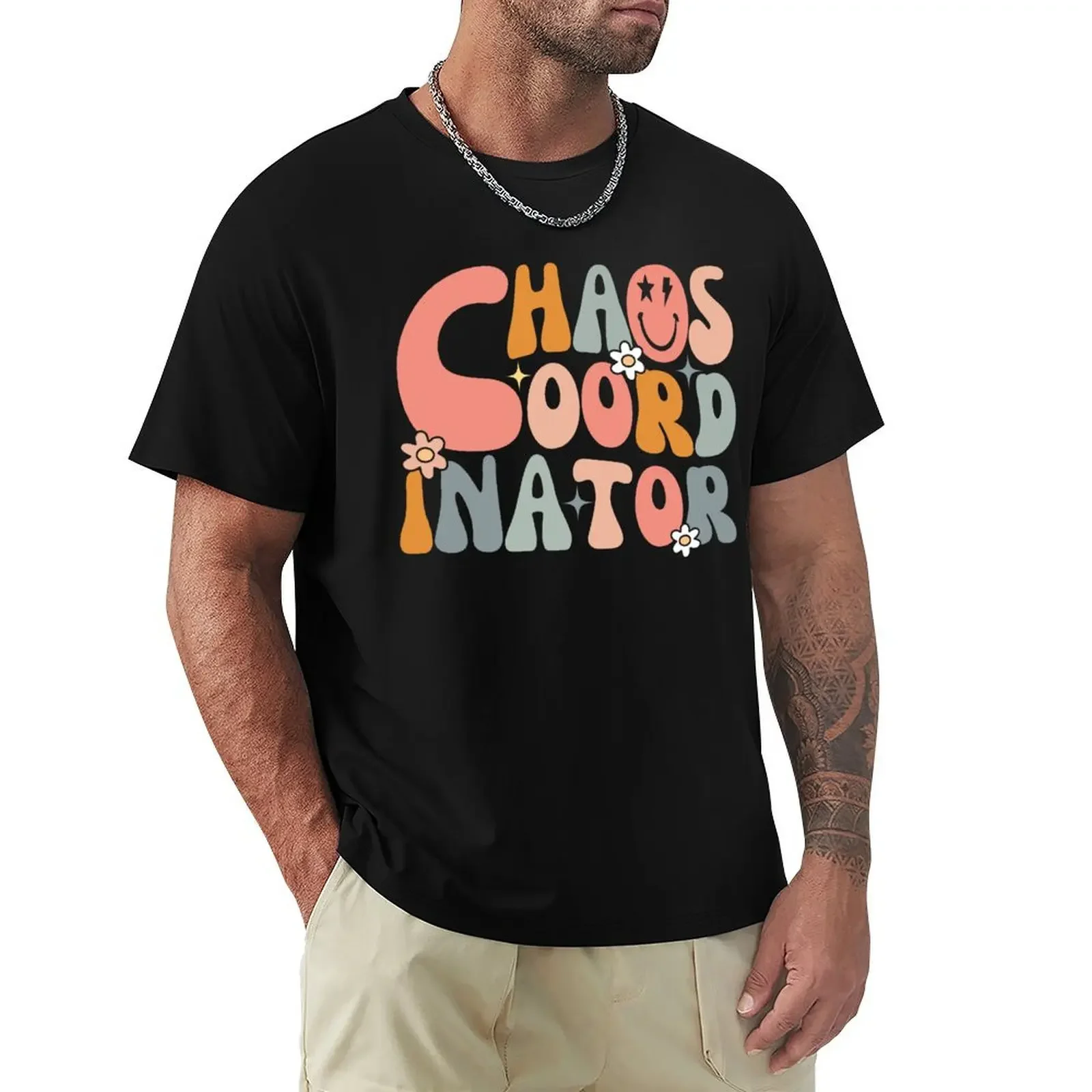 Retro Groovy Chaos Coordinator Funny Humor Appreciation T-Shirt graphic tee shirt essential t shirt plain black t shirts men