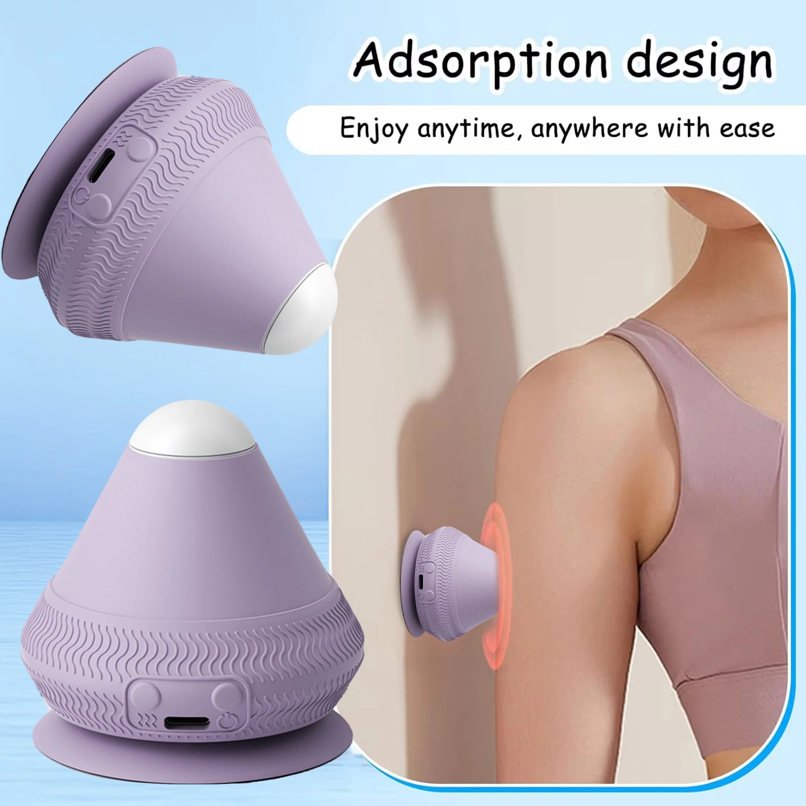  Electric Self-Massage Ball Tool Vibration Trigger Point Rechargeable Ball Back Sore Muscle Relief Massager with Suction Cup