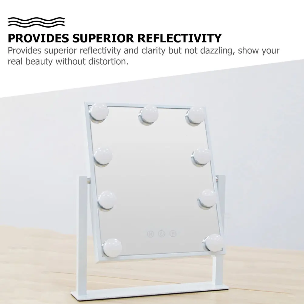 

Настольное LED-зеркало для макияжа (1 шт.), одностороннее, с яркой, не ослепляющей HD-отражающей поверхностью, идеально подходит для нанесения макияжа в условиях низкой освещенности