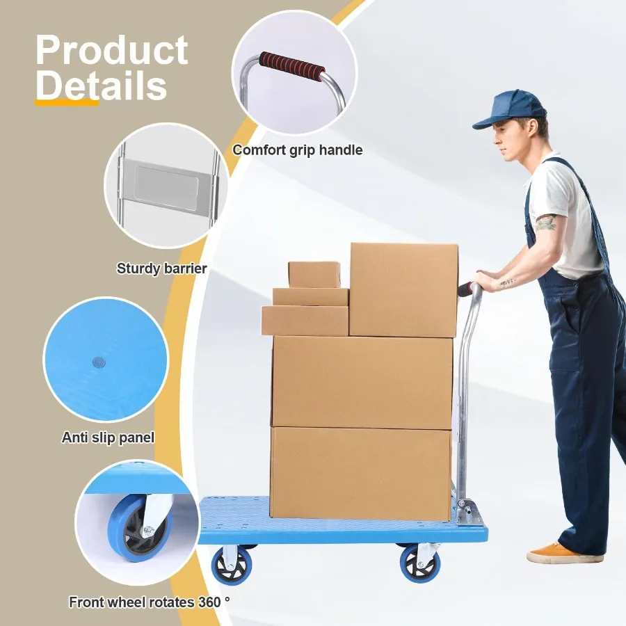 รถเข็นพับได้แบบ Heavy Duty พร้อมล้อหมุน 360 องศา สำหรับใช้งานในอุตสาหกรรมและครัวเรือน พกพาสะดวก พับเก็บได้ ผลิตจากเหล็กกล้าอัลลอย H