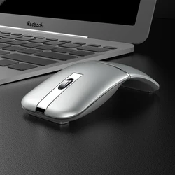 Tri-mode Bluetooth Wireless Mouse Rechargeable Ultra-thin Silent Rotatable Arc Touch Mice For Mac Tablet Macbook Desktop Laptop