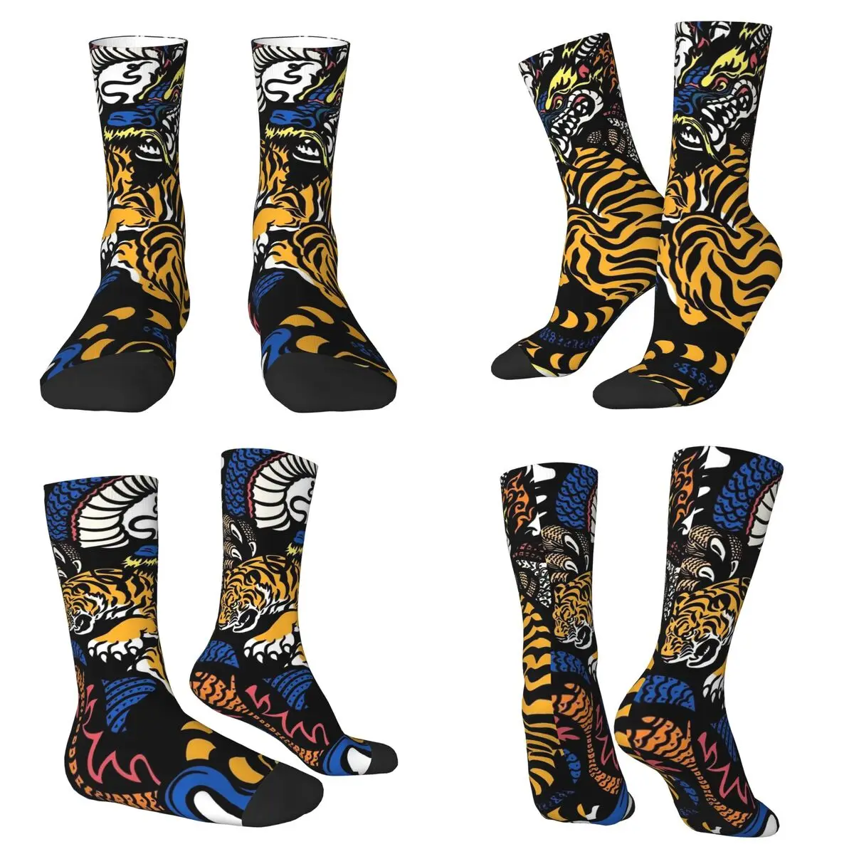 

Black Dragon White Tiger Socks Sweat Absorbing Stockings All Season Long Socks Accessories for Man's Woman's Birthday Present