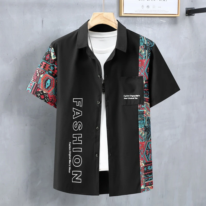 Summer Tracksuits Plus Size 11XL Men\'s Sets Fashion Casual Patchwork Shirts Shorts Suits Male Sets Big Size 11XL