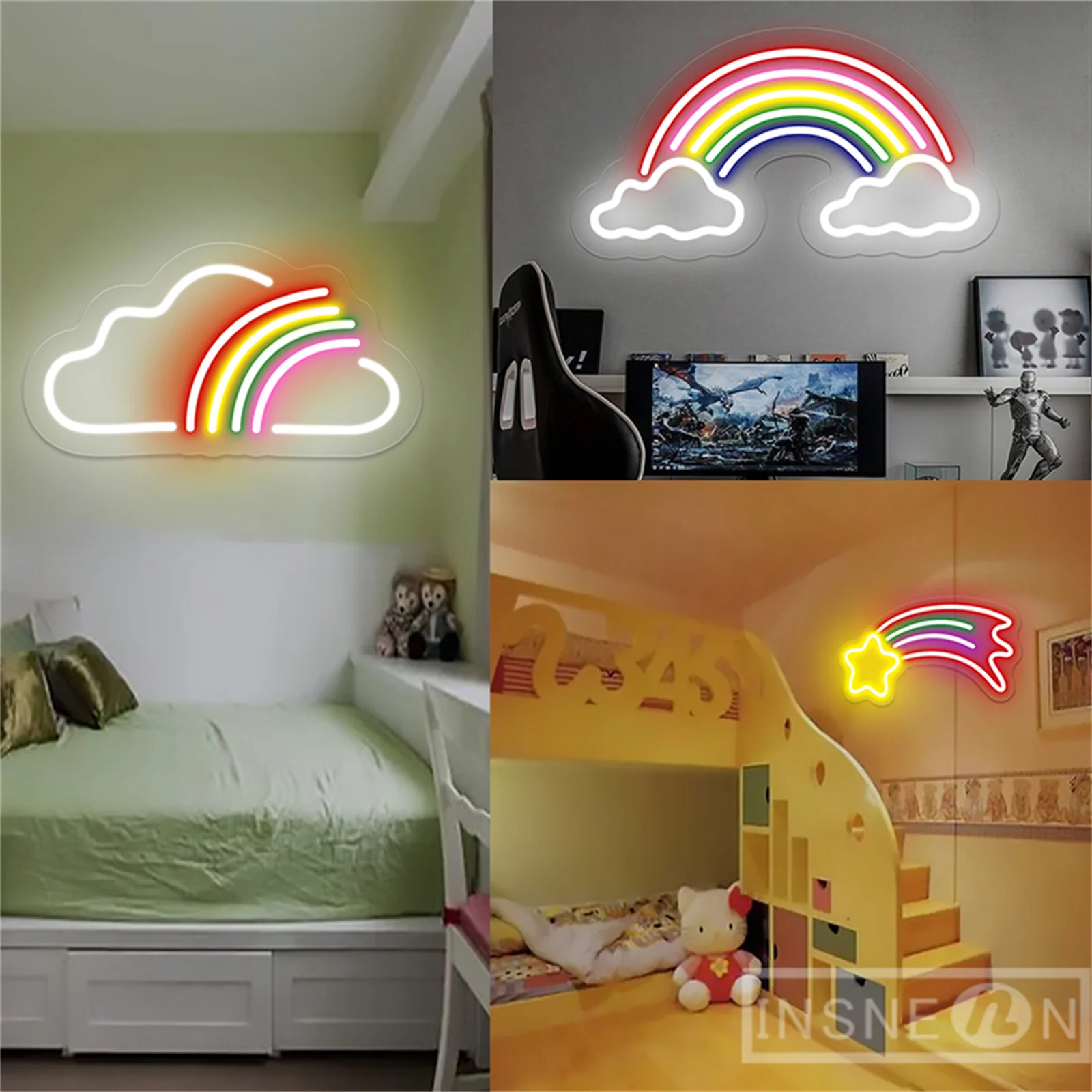 

Rainbow Cloud Neon Light Sign Wall Neon Lamps Sign Cute Colorful Powered for Wall Art Bedroom Party Decor Neon Lamp Signs USB