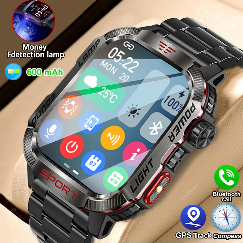 For Huawei Xiaomi Bluetooth Call Smartwatch 2.01 HD inch Screen 600 mAh Battery Compass Military Outdoor Waterproof Smartwatch