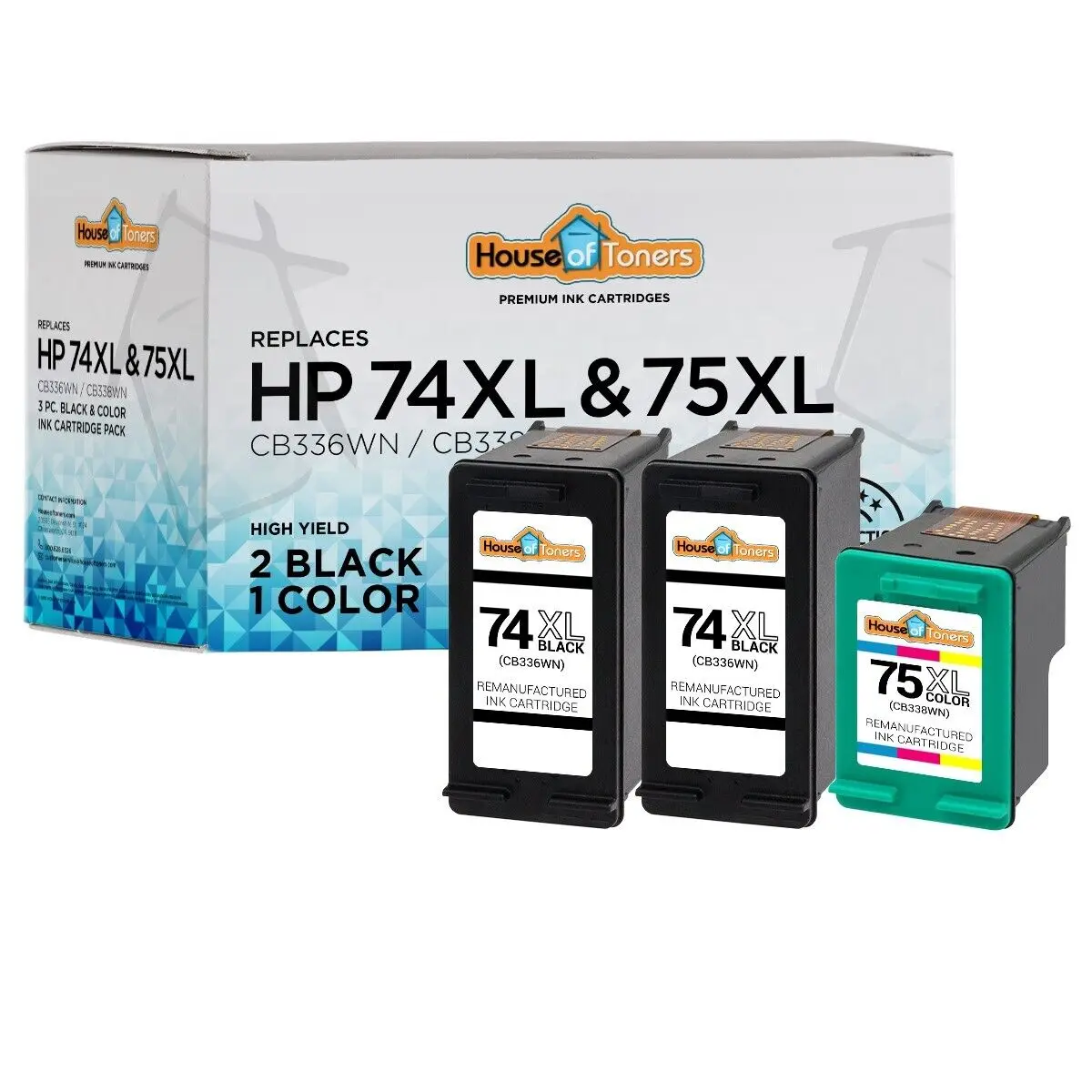 3PK 74XL CB336W & 75XL CB338W for HP Photosmart C4200 C4280 C4300 C4400 C4450