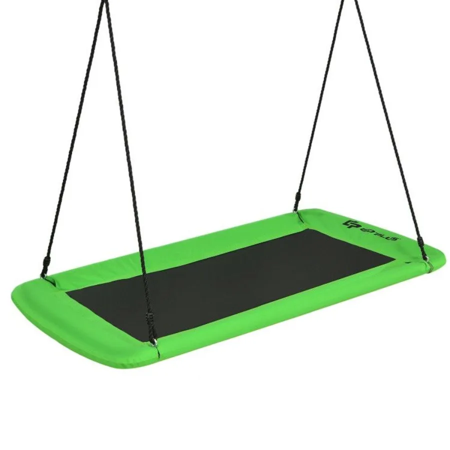 

60 Inches Platform Tree Swing Outdoor with 2 Hanging Straps
