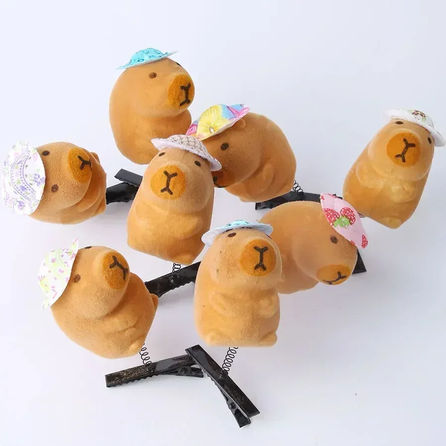 10-100PCS Funny Hat 3D capybara Plush Hairpin Fashion Animal lovely capybara hair clip Accessories Headwear Wholesale Gift