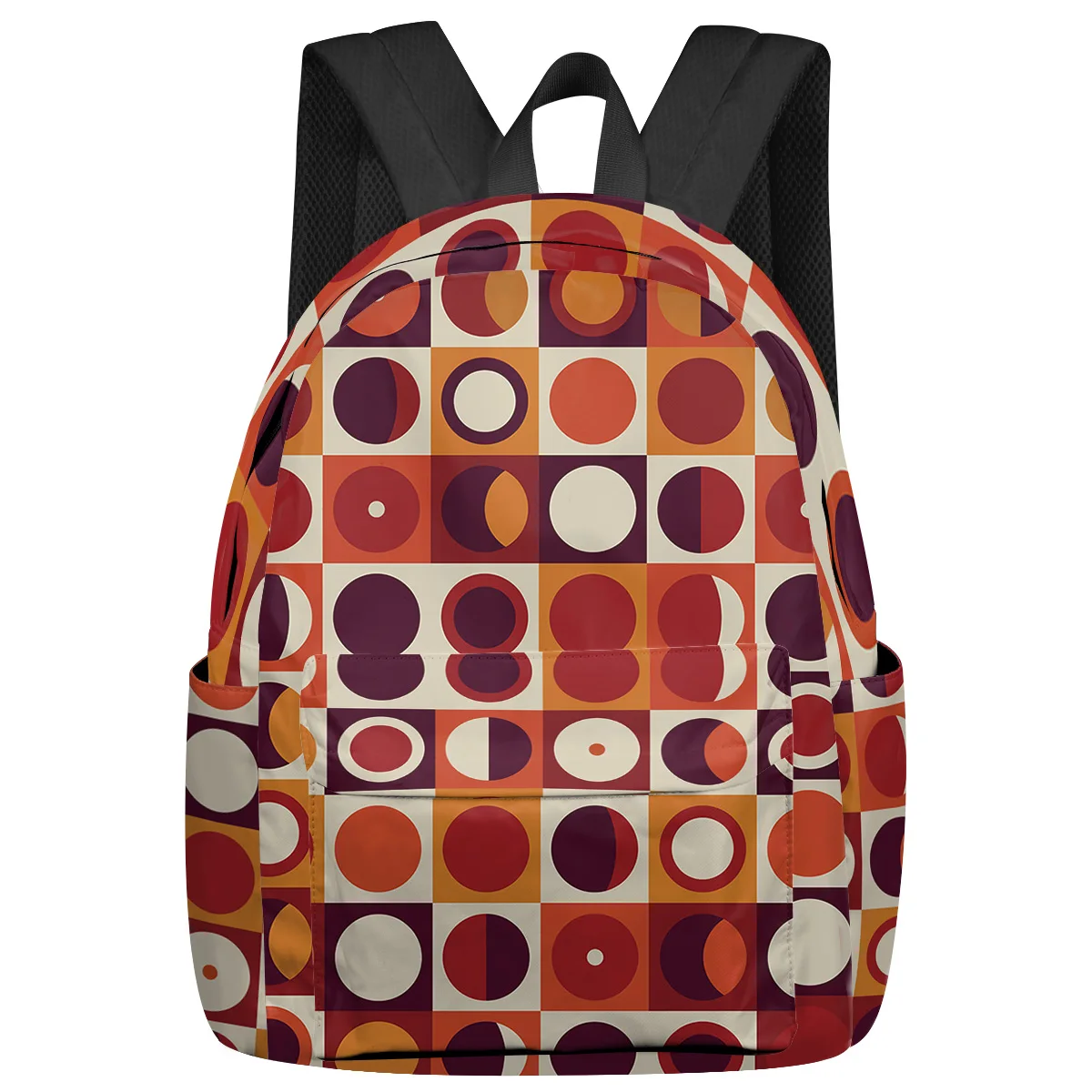 

Plaid Rectangle Round Orange Red Women Man Backpacks Waterproof School Backpack For Student Boys Girls Laptop Bags Mochilas