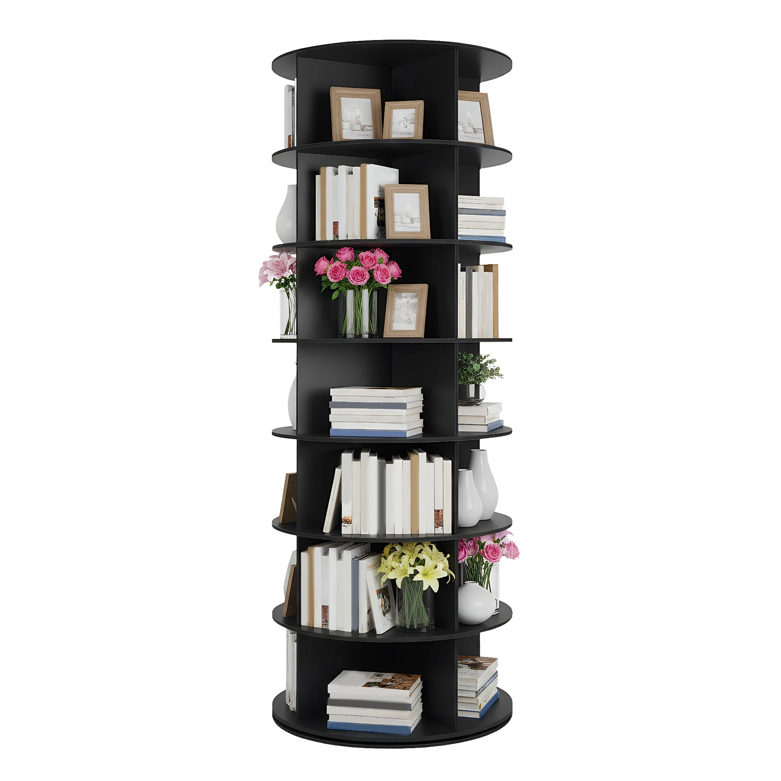 

Вращающаяся подставка для обуви на 7 уровней (Lazy Susan), 23,2 дюйма (Ш) x 63 дюйма (В), 360-градусный вращающийся шкаф для хранения обуви для прихожей, гостиной, коридора