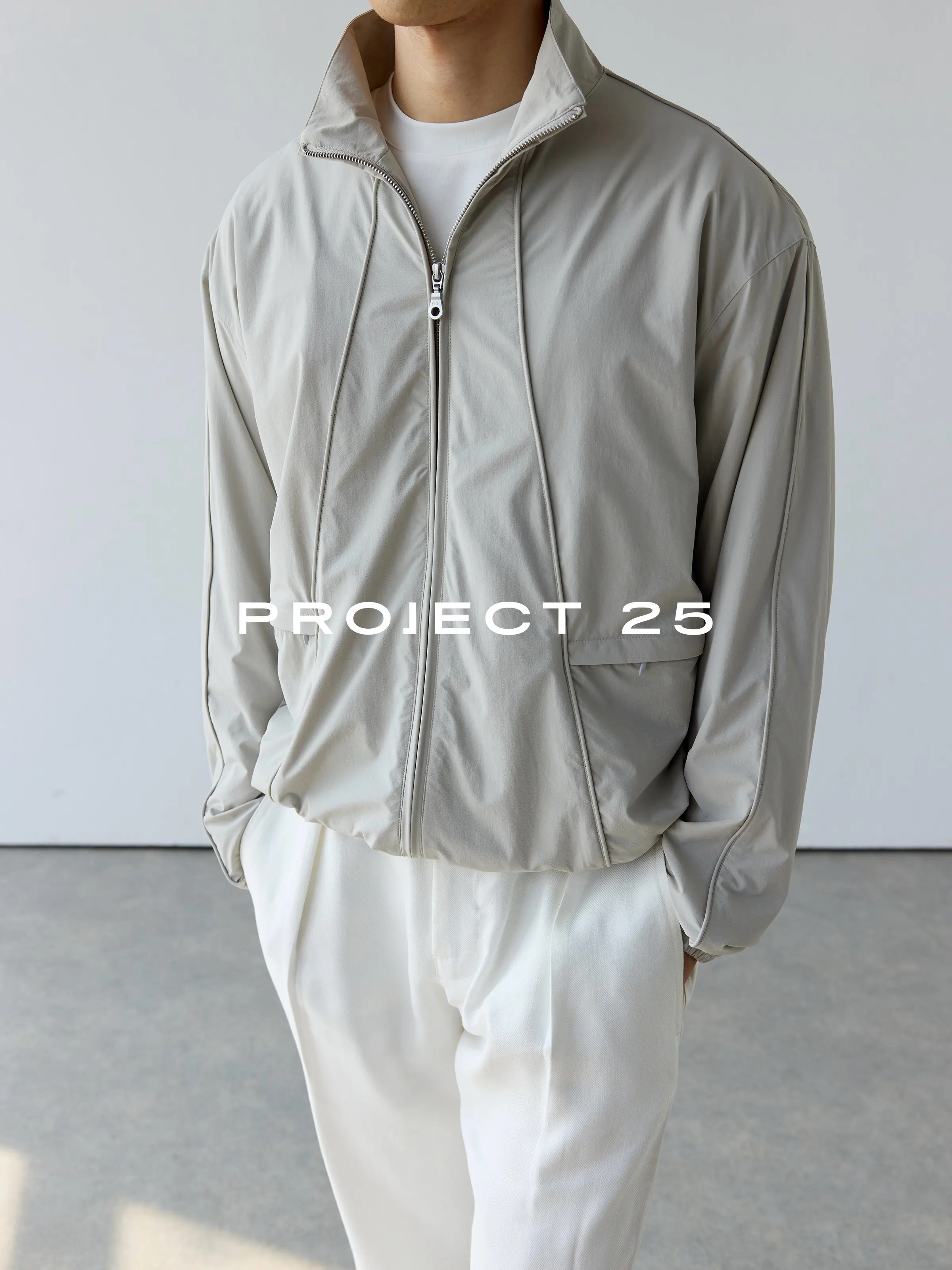 PROJECT 25 Men's Lightweight 4-Way Stretch Loose Oversized Zip-up Commute Stand Collar Coach Jacket Water Resistant Outerwear
