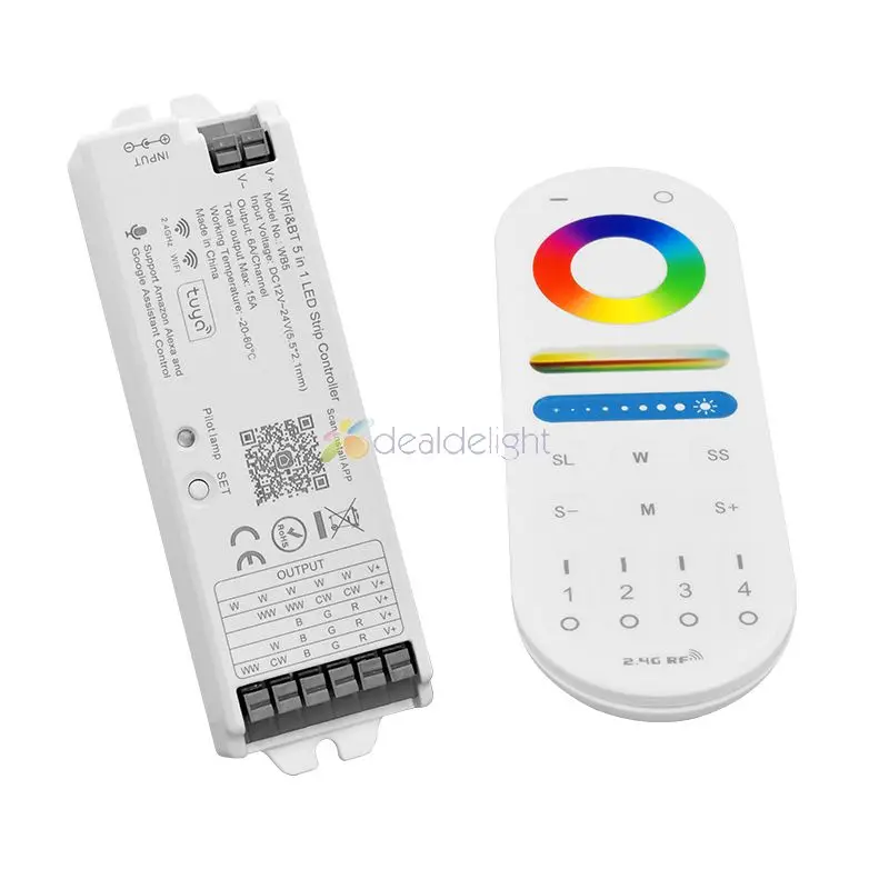 

WB5 WIFI Bluetooth Led Controller Dimmer 6 Chanle Tuya Smart Phone APP 2.4G RF touch Control For CCT RGB RGBW RGBWC LED Strip