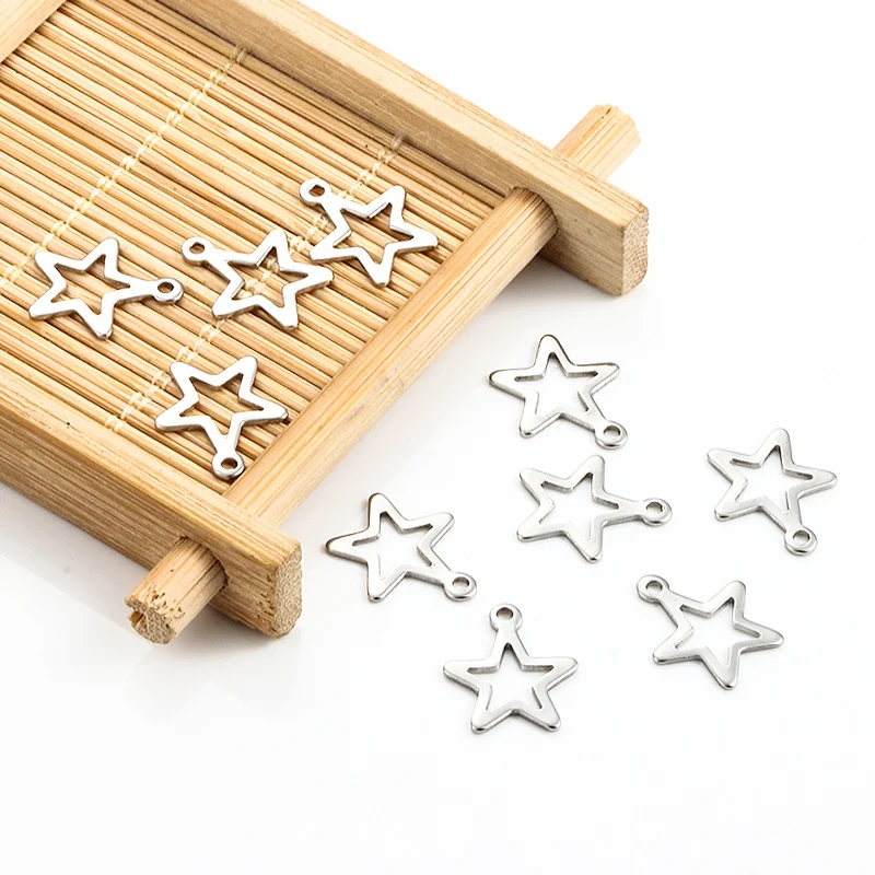 

20Pcs/Lot Stainless Steel 14mm Small Star Pendant Charm For Jewelry Making Necklace DIY Bracelet Accessories Findings Wholesale