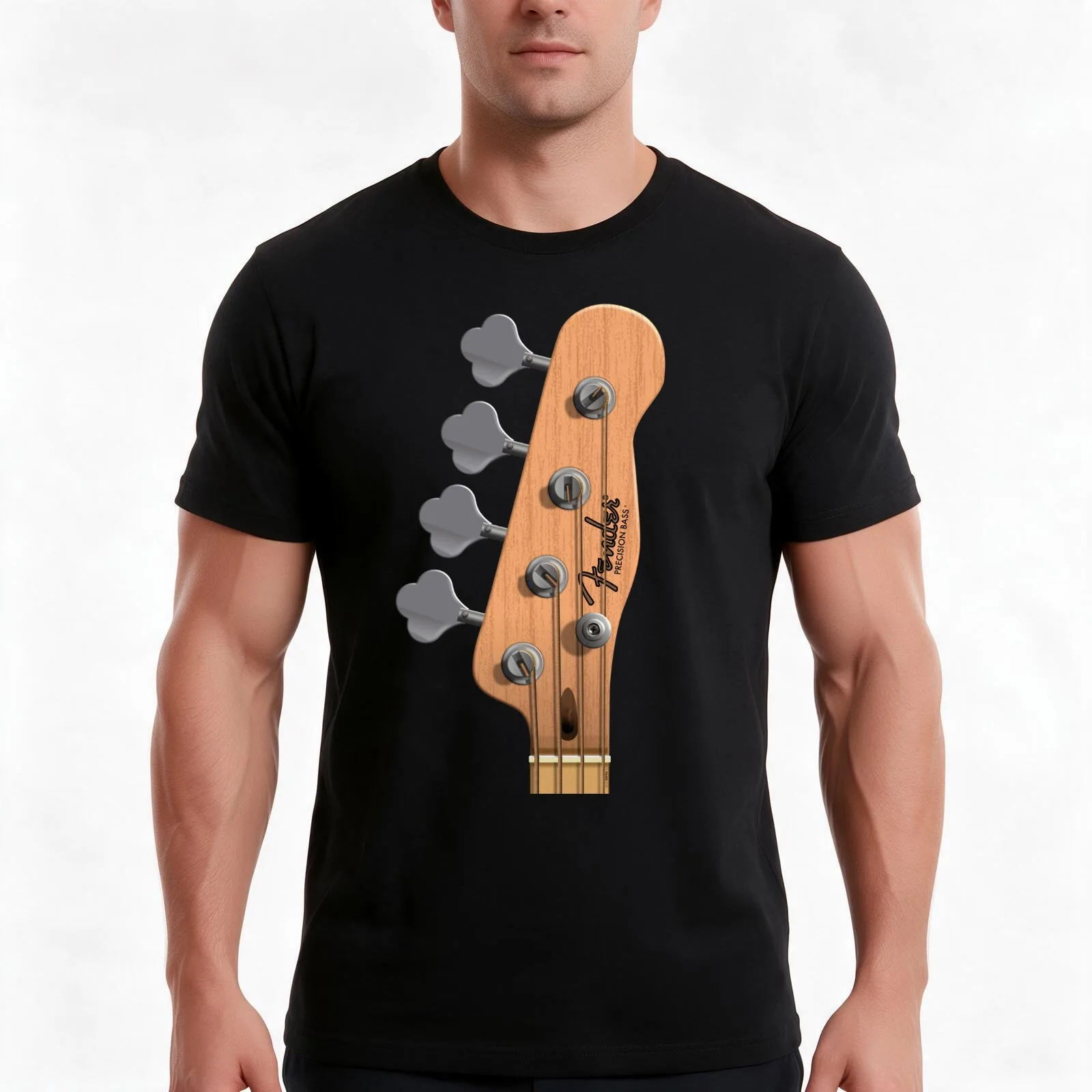 GUITAR HEADSTOCK ART - PRECISION BASS T-Shirt, Summer Casual Cotton Tee, Oversized Streetwear Tops, Vintage Graphic Print
