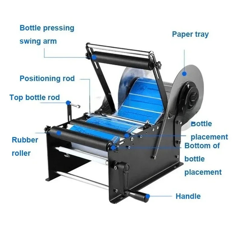 

ERound Bottle Labeling Machine Manual Self-Adhesive Handheld Trademark Machine Hand Operated Label Applicator Sticker Packaging