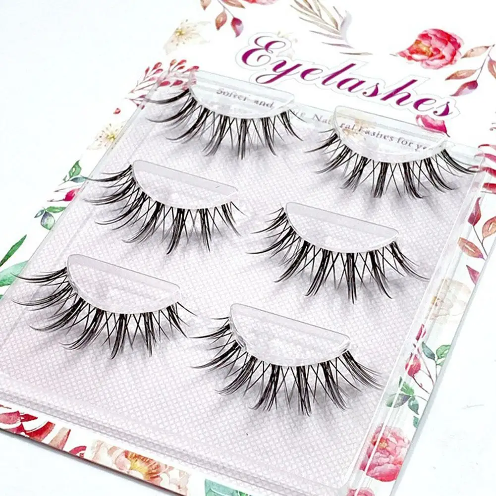 3 Pairs Japanese Transparent Terrier False Eyelashes Natural Soft Stem Manga Lashes Wispy Eye Tail Long Fairy Extension Makeup