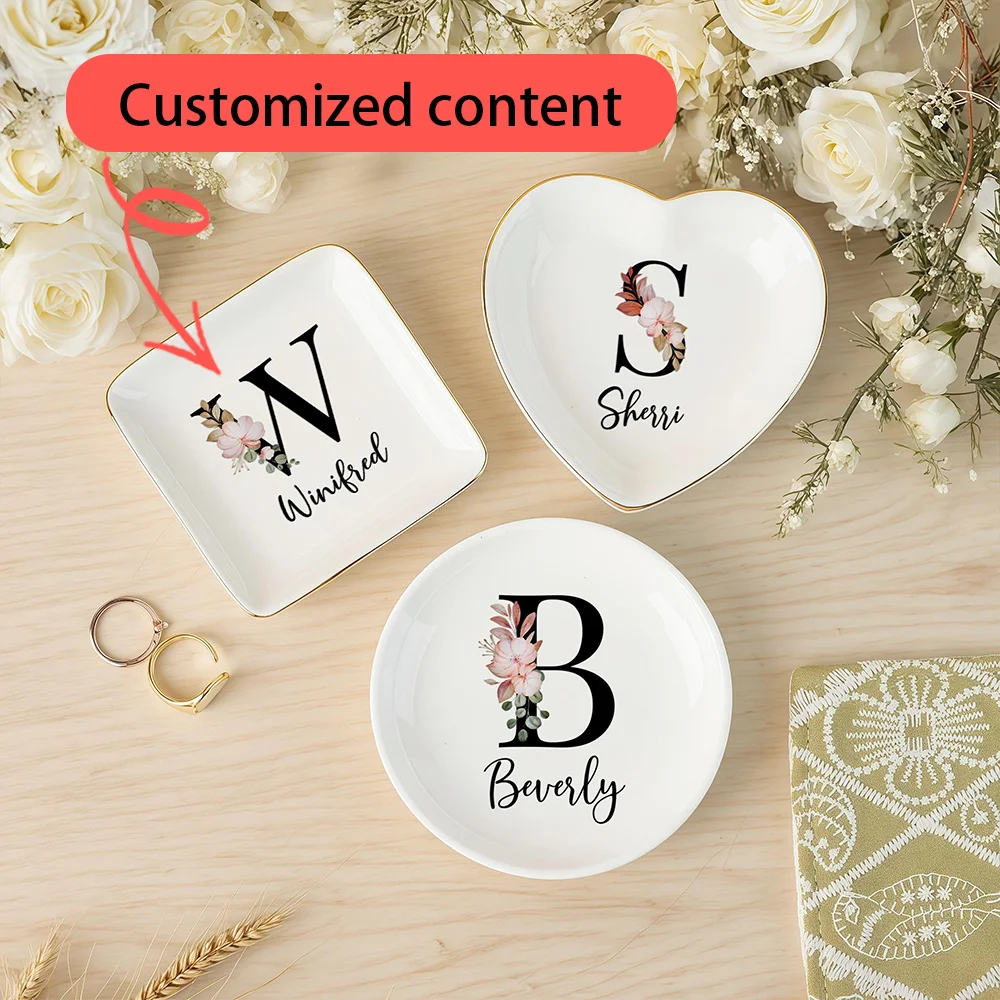 Customized Floral Jewelry Trays for Birthdays, Unique Ring Holders, Trays for Keys And Jewelry, Key Trays for Women, Gifts for F