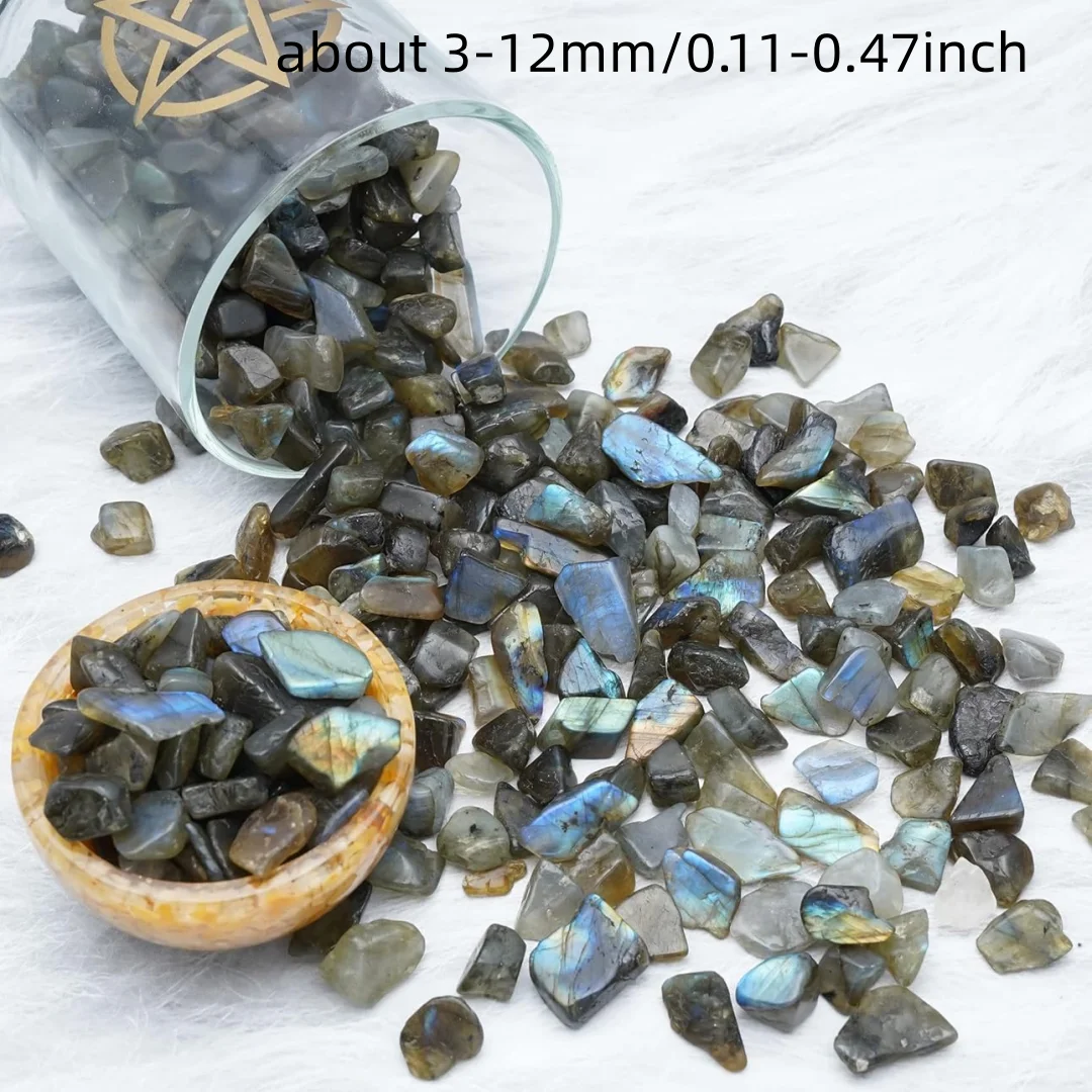 3–12 mm Labradorit-Kieschips, Kristall, natürliche Labradorit-Edelsteinsplitter, ungebohrte Labradorit-Chips