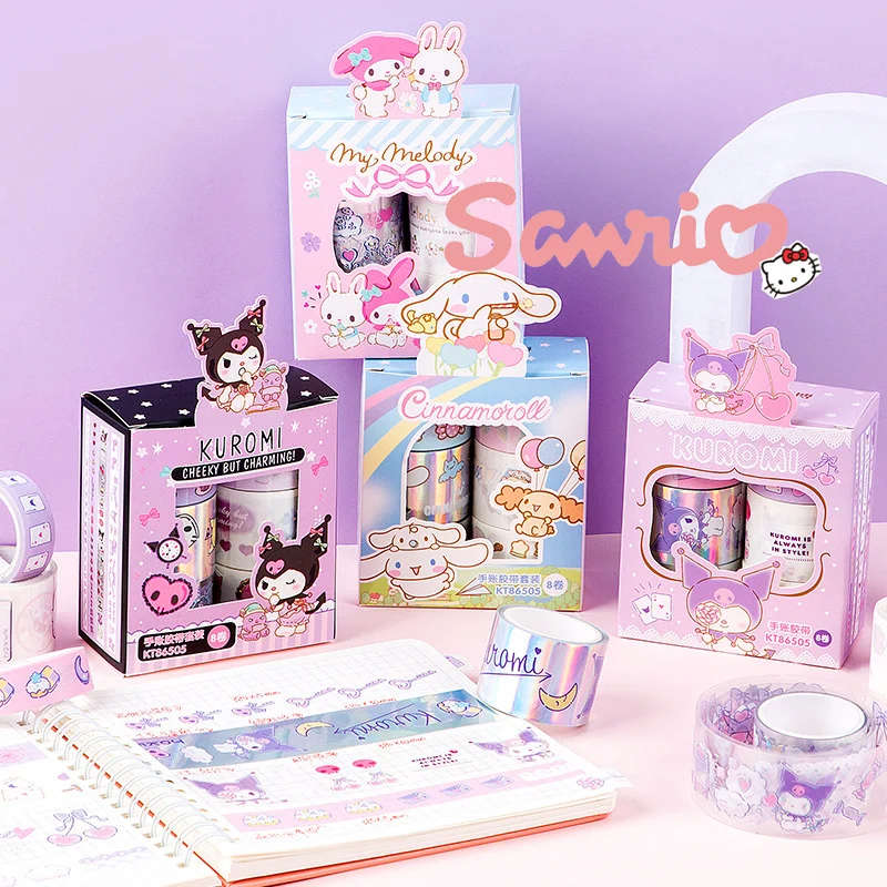 

Sanrio Diy Washi Tape Cute Cartoon Kuromi My Melody Cinnamoroll Hand Account Material Sticker Tape Set School Supplies Wholesale