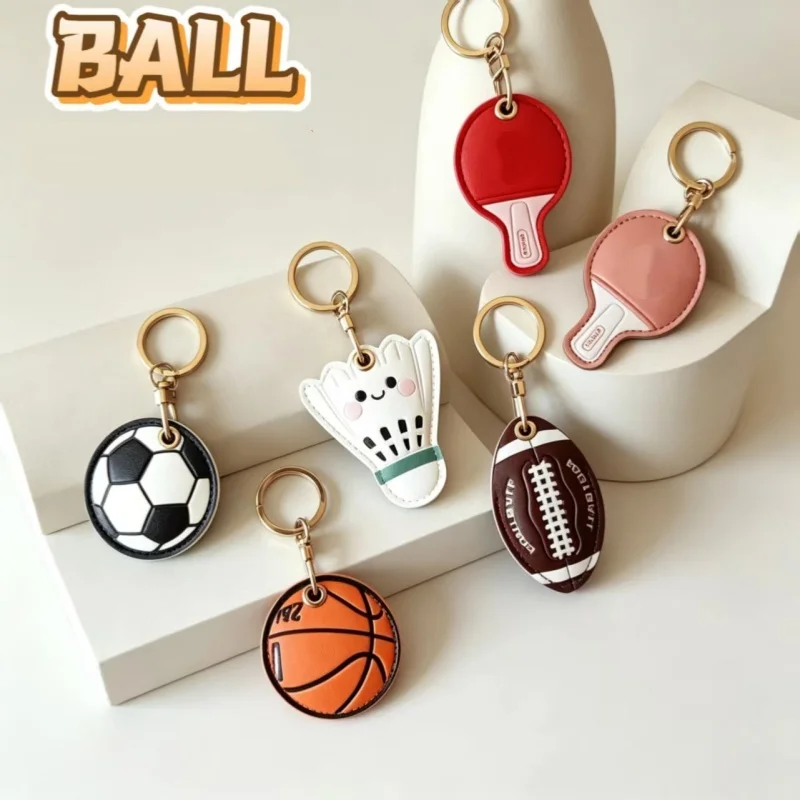 New Football Keychain Holder,Premium PU Leather GPS Tracker Case,Anti-Scratch Protective Cover for Keys Luggage-Sports Gift