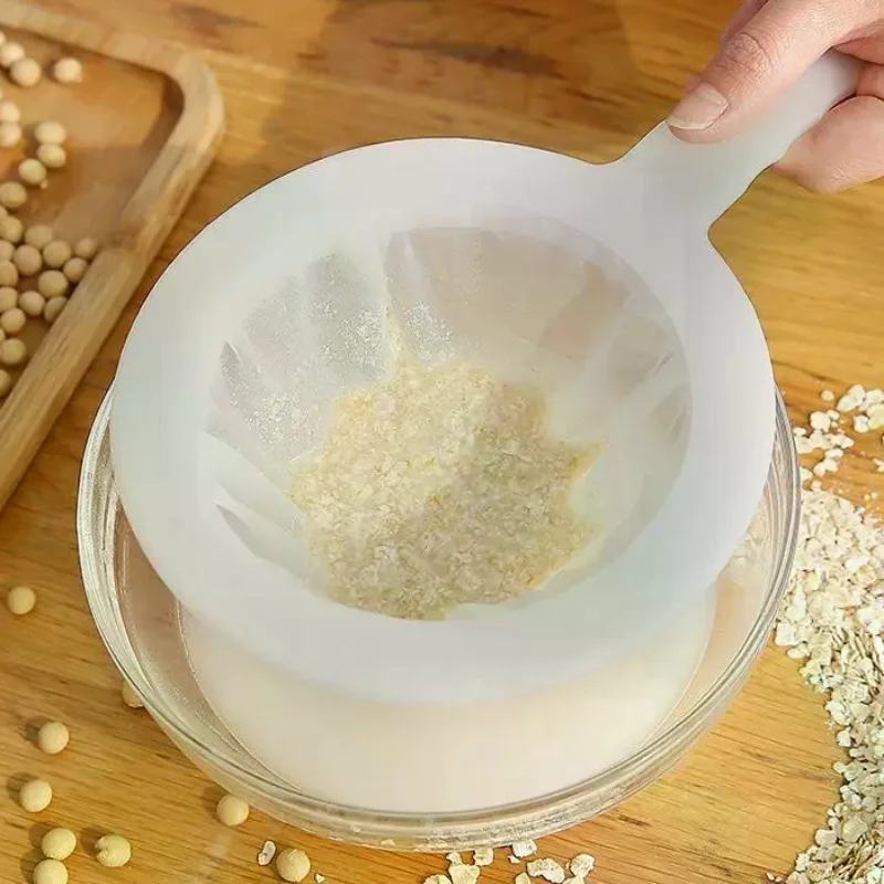 1Pcs Fine Mesh Food Strainer With Handle And Effective Residue Filtration For Homemade Soy Milk Juice Oat Milk Home Kitchen Use