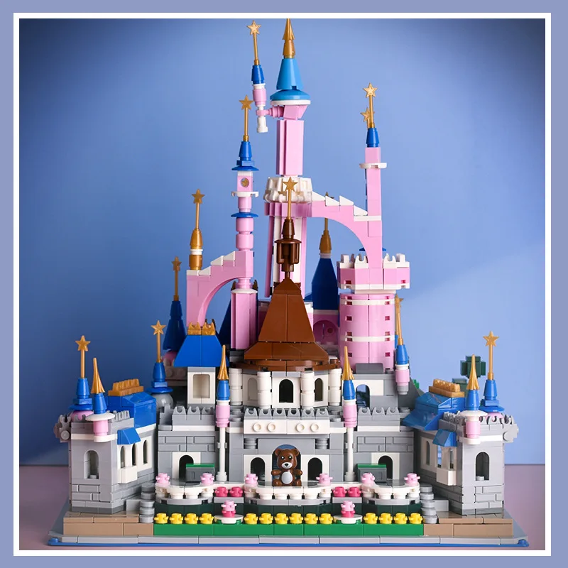 Kits de modèles de château rose, Micro Mini blocs de construction pour adultes, châteaux de princesse, Architecture cadeau, briques à assembler, château de princesse