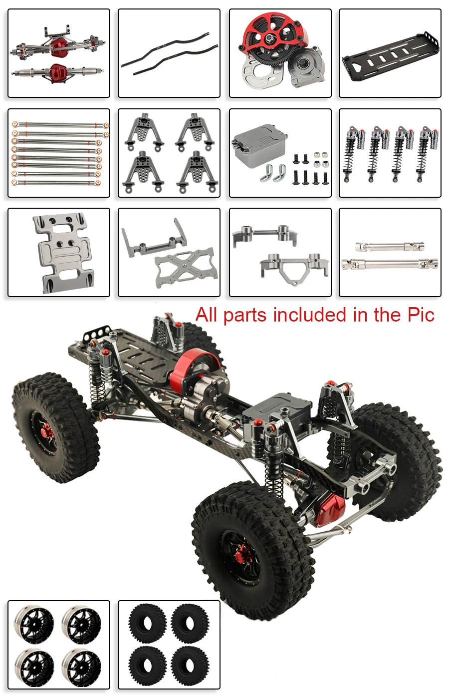 1/10 SCX10 Frame All-metal Chassis Remote Control Car Model Simulation Climbing Upgrade Car Refit Kit 313mm Wheelbase