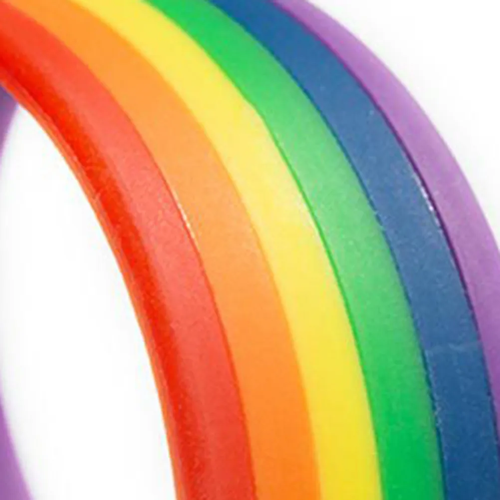 Silicone Rainbow Bracelet Fashion Unique Flexible Wristband for Pride Festivals Birthday Baby Shower Fourth of July Party