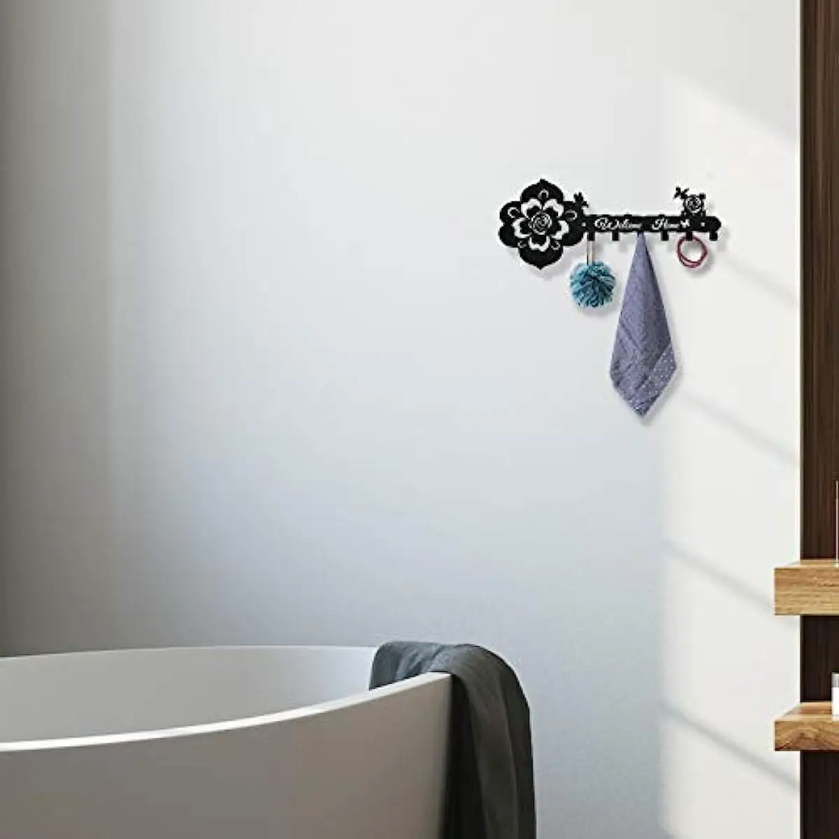 Deveosa Key Hooks Holder for Wall Decorative Small Black Entryway Welcome Home Sign Key Hanging Hangers Wall Mounted Racks