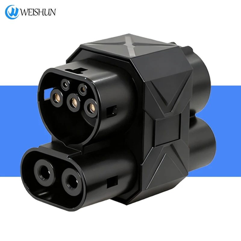 WEISHUN CCS1 to CCS2 EV Charger Adapter 1000V 500KW From TYPE1 to TYPE2 AC+DC Electric Vehicle Charger Fast Charging Adapter