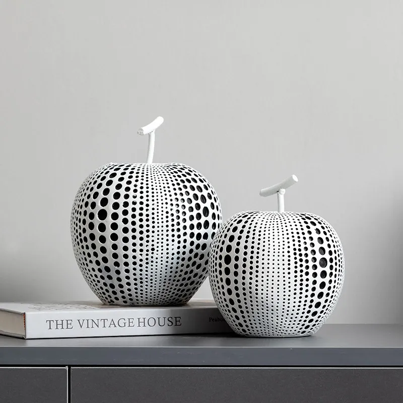 Minimalist Polka Dot Apple Sculpture Light Luxury Tabletop Ornament Entryway Wine Cabinet Showroom Home Art Decor Craft Wholesal