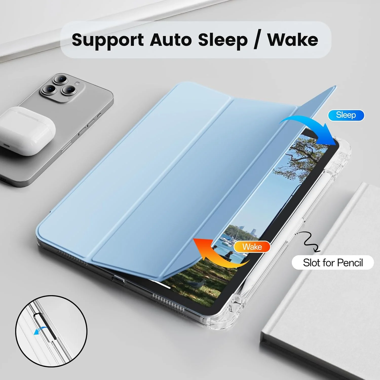 Tri-fold Clear Acrylic Tablet Case for iPad a16 case 11th 10th generation Air 11 13 M4 M3 M2 Air 4/5/6th iPad Pro 11 12.9 7/8/9 view 2
