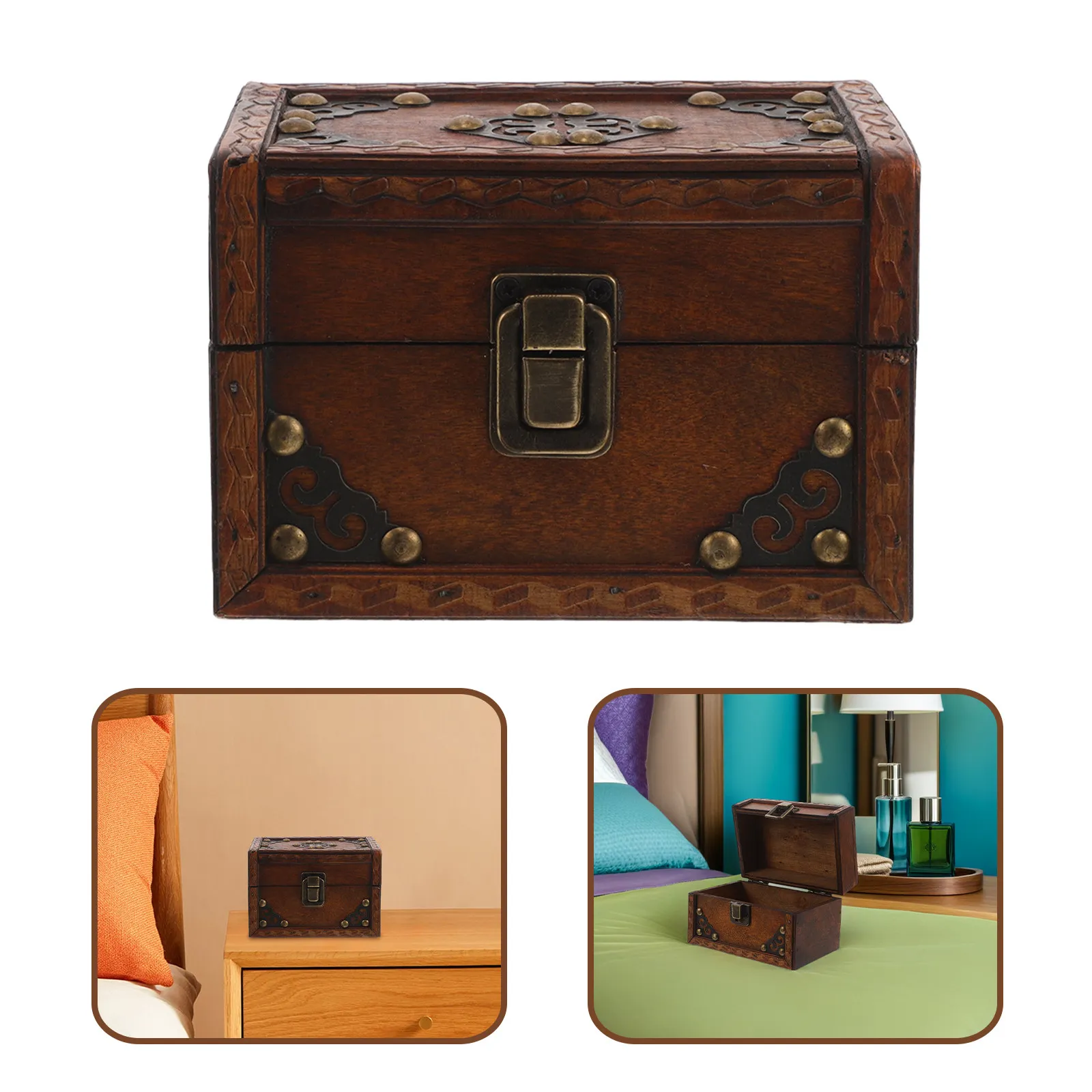 

Деревянная шкатулка для украшений в ретро-стиле, органайзер для хранения, шкатулка для ожерелий, серег, мелочей, декоративная шкатулка для памятных вещей, деревянный настольный органайзер