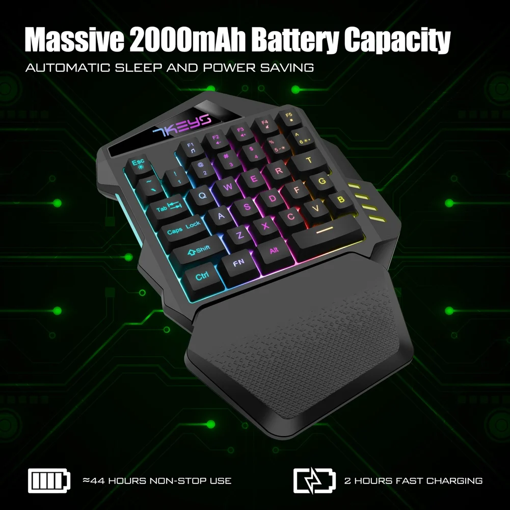 Imagem -04 - Teclado Mecânico sem Fio de Uma Mão Rgb Retroiluminado Mini Teclado Portátil Controlador de Jogo para pc Ps4 Xbox Gamer