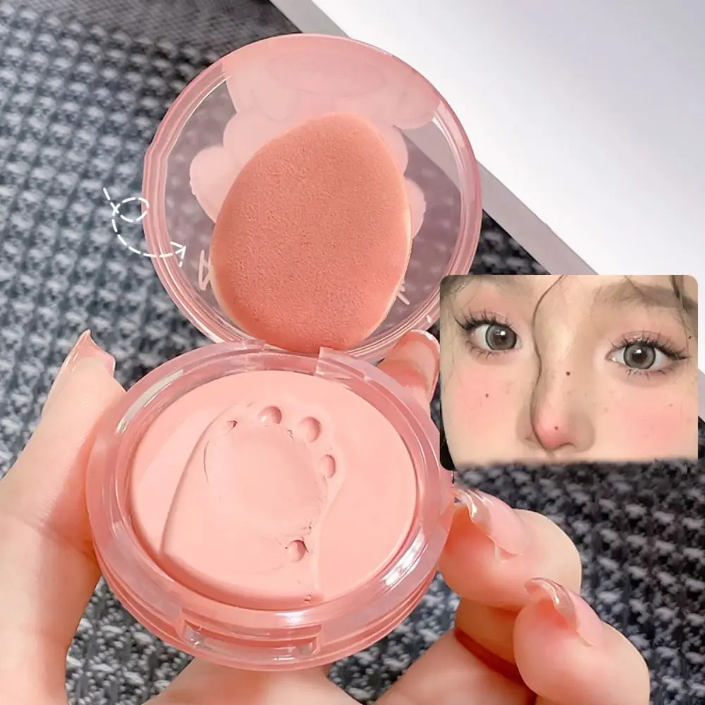 새로운 3D 입체 고양이 발자국 블러쉬 크림 내추럴 매트 컨투어 브라이트닝 핑크 블러셔 틴트 치크 페이스