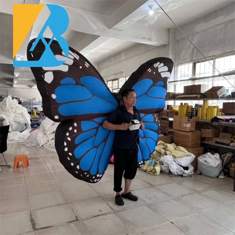 Customized Blue Giant Inflatable Butterfly Costume for Parade Events Toys